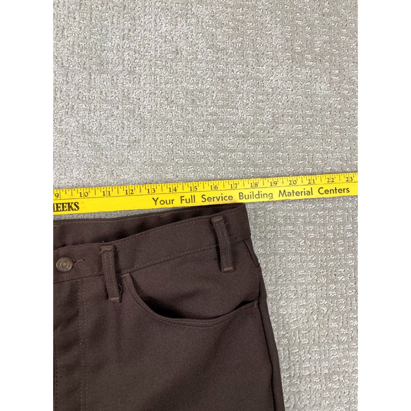 Levi's VINTAGE Levi's Jeans Mens 35x29 Bootcut Brown 80s Leather? No, Polyester Cotton 5-Pocket USA Jeans Size US 35 - 4 Thumbnail