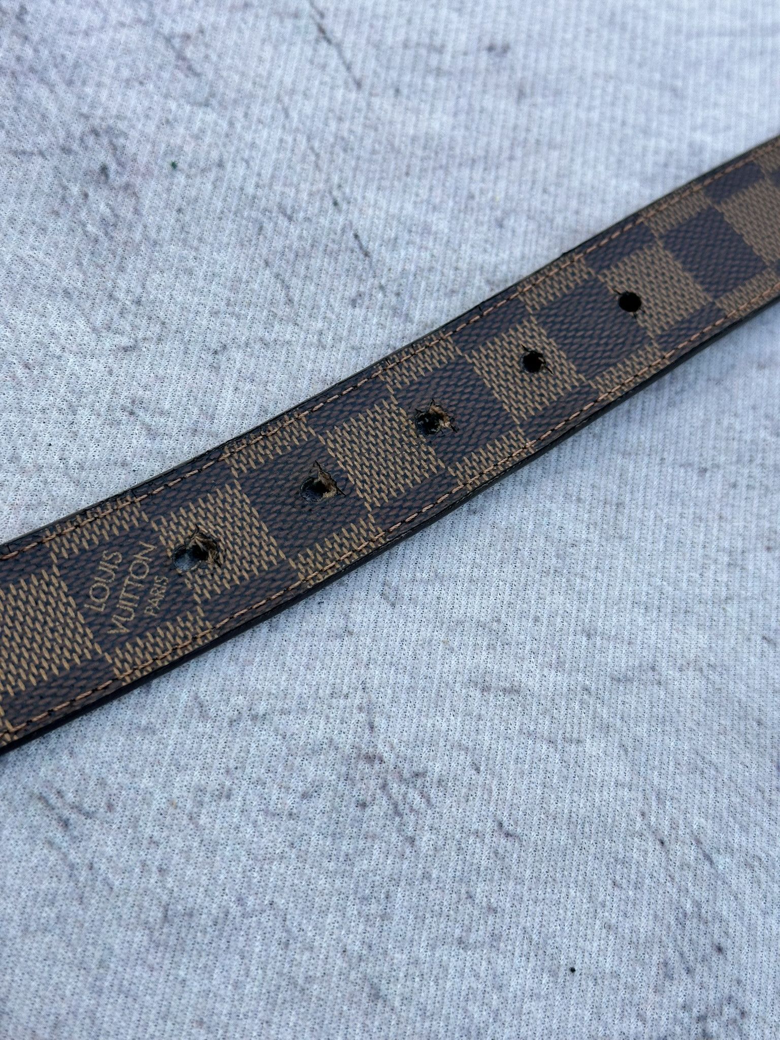 Louis Vuitton Louis Vuitton Belt Ebene Damier Check Classic Buckle Brown Size 36 - 7 Thumbnail