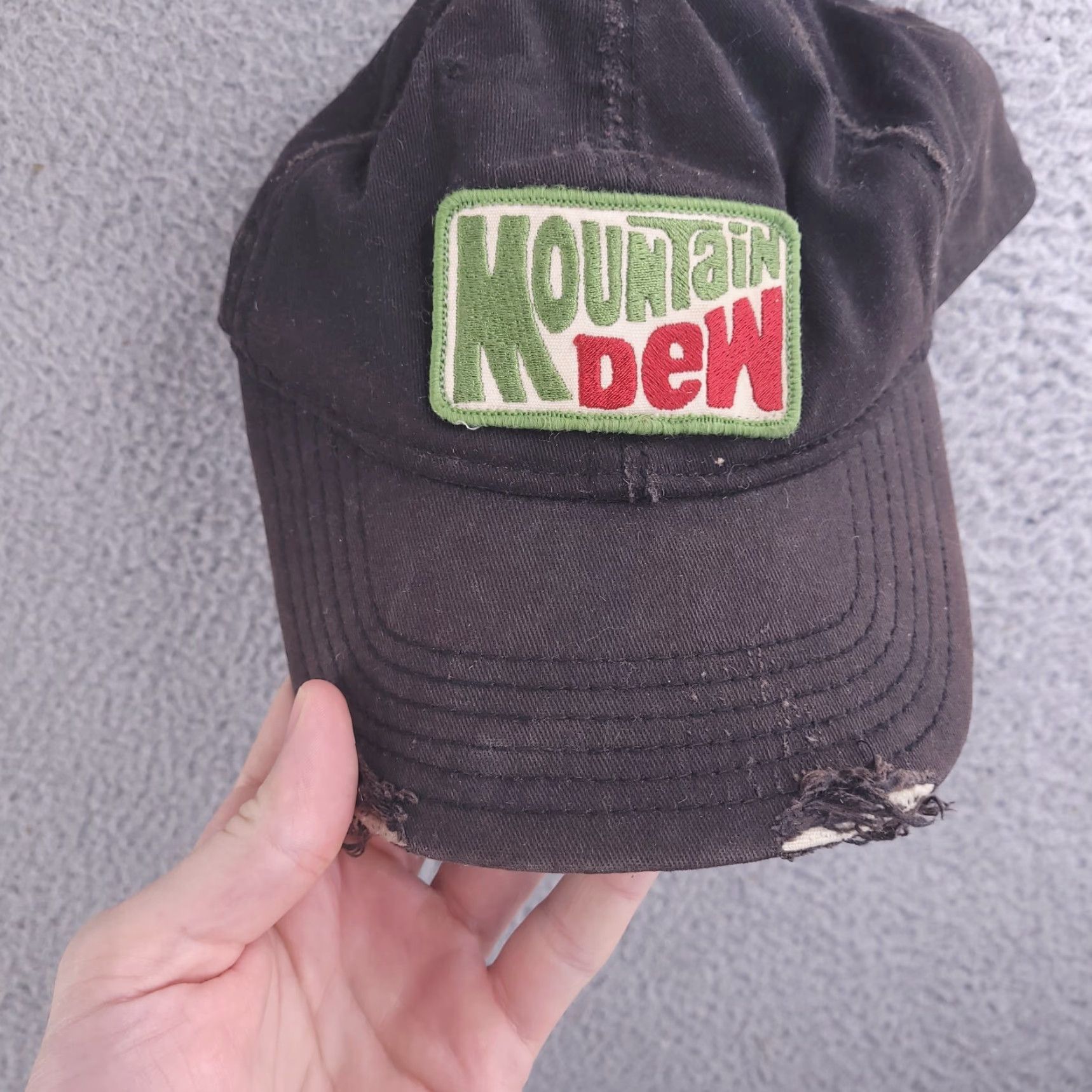 Logo 7 Mountain Dew Hat One Size Brown Distressed Logo Stretch Fitted Mens Baseball Cap Kid? Size ONE SIZE - 3 Thumbnail