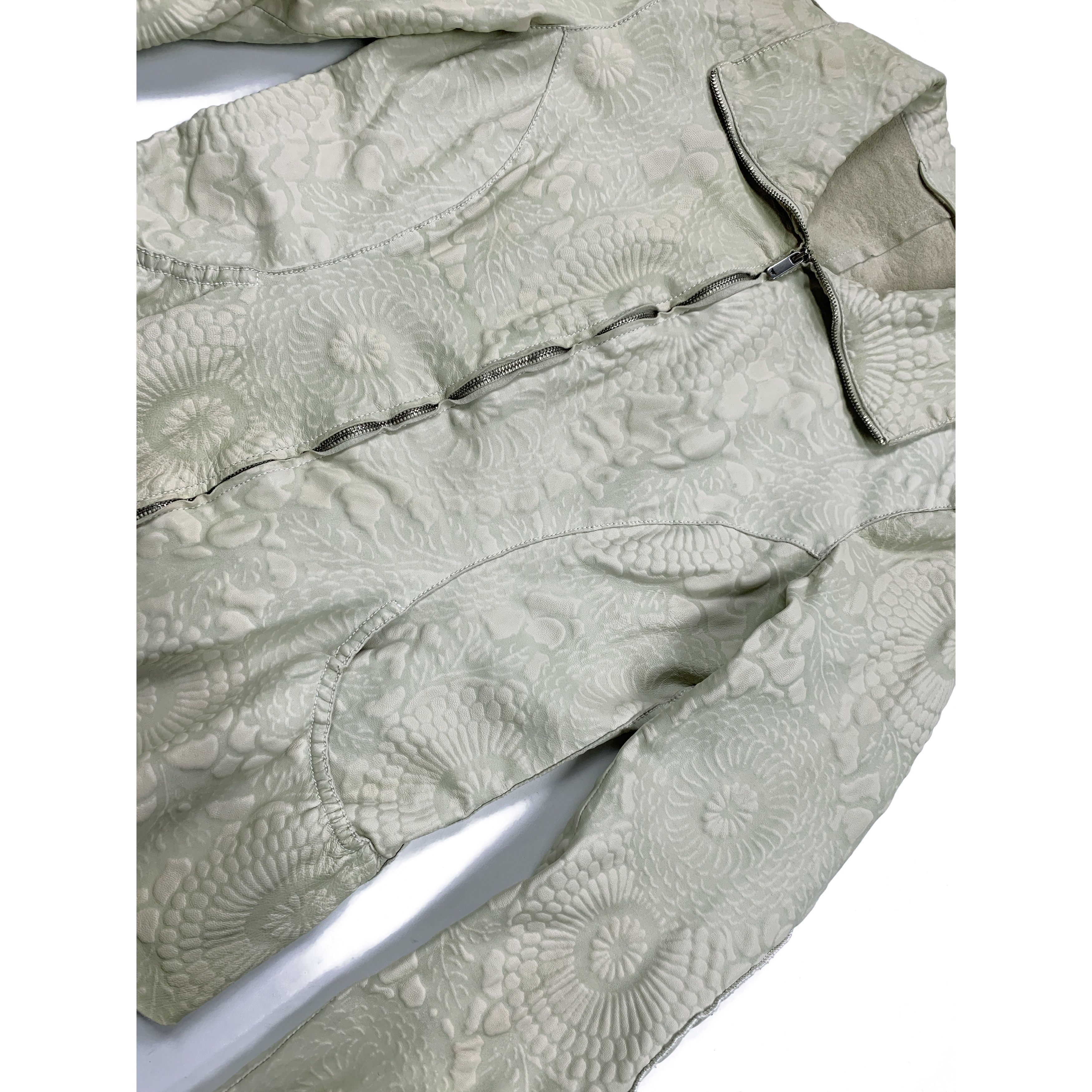 Armani × Emporio Armani 00s Floral Textured Leather Jacket Size M / US 6-8 / IT 42-44 - 6 Thumbnail