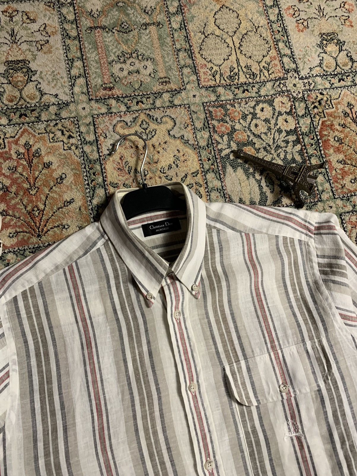 Christian Dior Monsieur × Dior × Vintage Vintage Christian Dior Monsieur Linen Striped Shirt Size US M / EU 48-50 / 2 - 7 Thumbnail