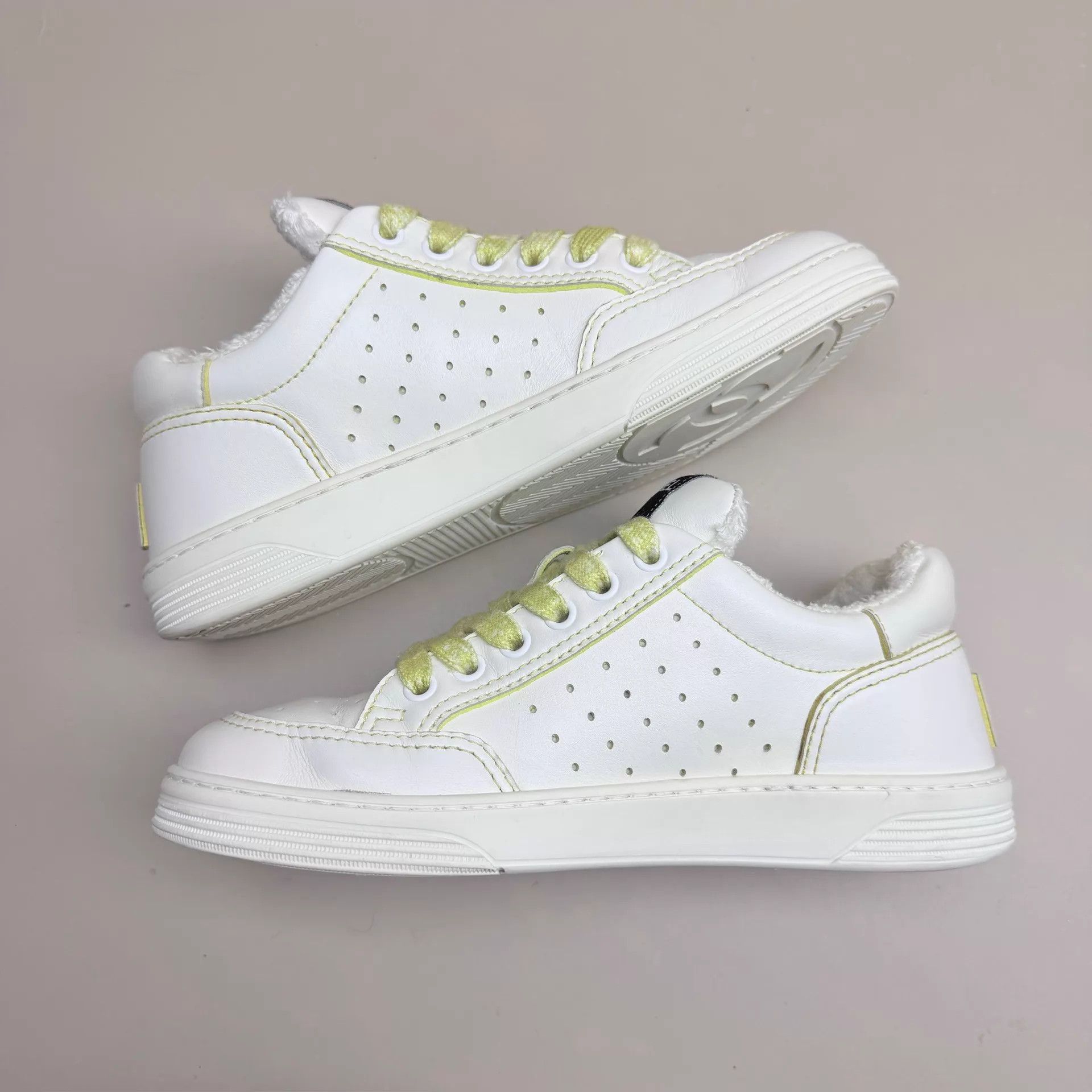 Chanel CHANEL White & Yellow Logo Laces Sneaker 36 Mint Size US 5.5 / IT 35.5 - 5 Thumbnail