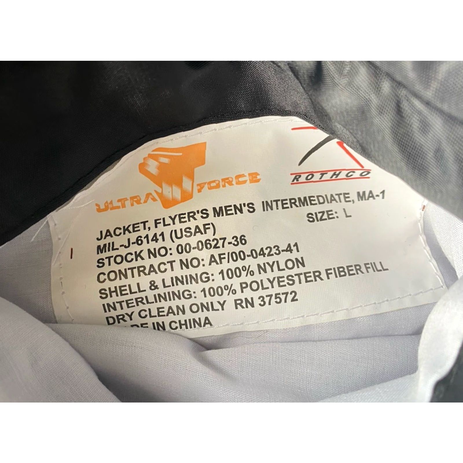 Rothco Rothco MA-1 Flight Flyers Jacket Black L Men’s Army Skull Flag United States Army National Nylon Jacket Size US L / EU 52-54 / 3 - 3 Thumbnail