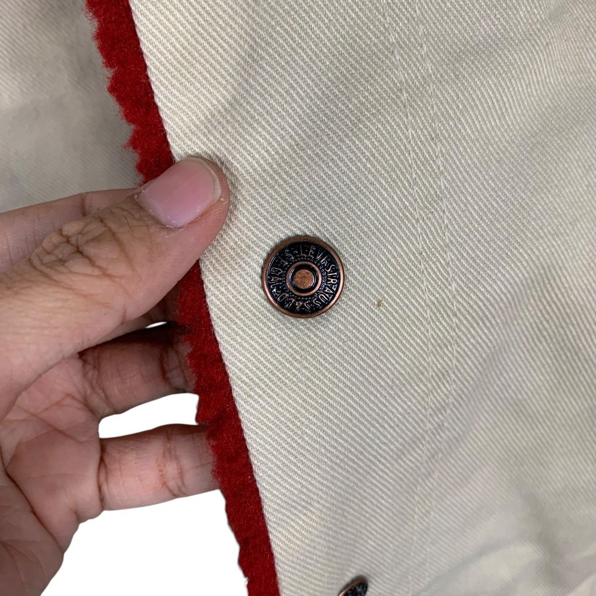 Levi's LEVIS Red Fleece Lined Beige Denim Jacket #1931-C84 Size M / US 6-8 / IT 42-44 - 14 Thumbnail