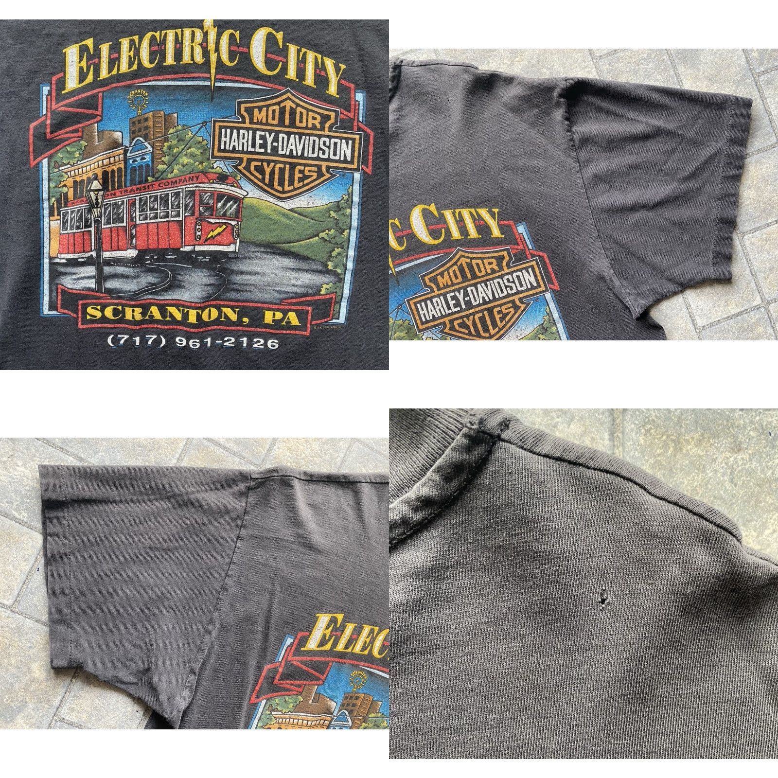 Harley Davidson VINTAGE Harley-Davidson Shirt Men’s L Black Short Sleeve T-Shirt Electric City Scranton Eagle 90s Motorcyclist Mens Size US L / EU 52-54 / 3 - 10 Thumbnail
