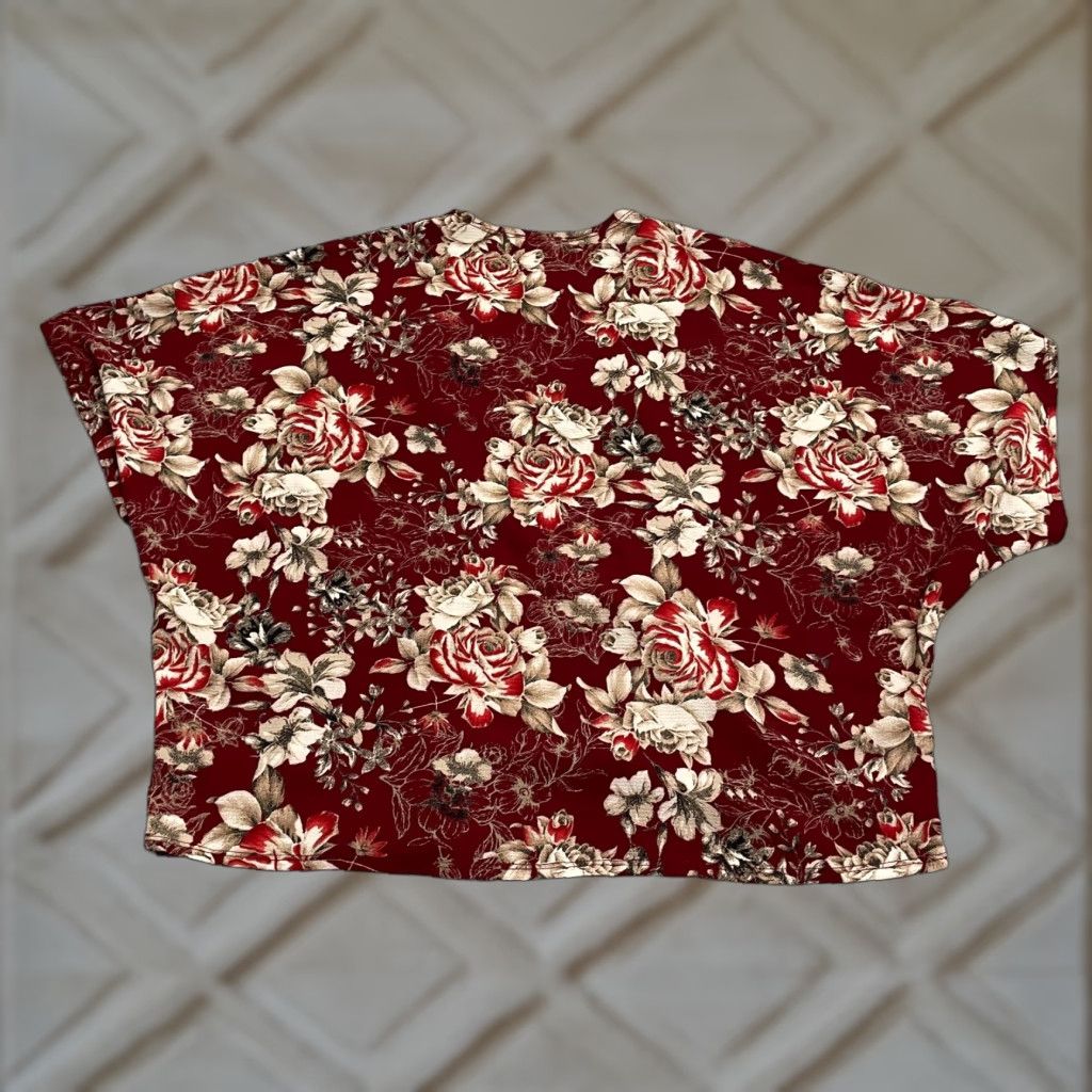 Vintage Papermoon Open Cover Up Kimono Top Womens L Red Floral Casual Bohemian Beach Shirt Size L / US 10 / IT 46 - 1 Thumbnail