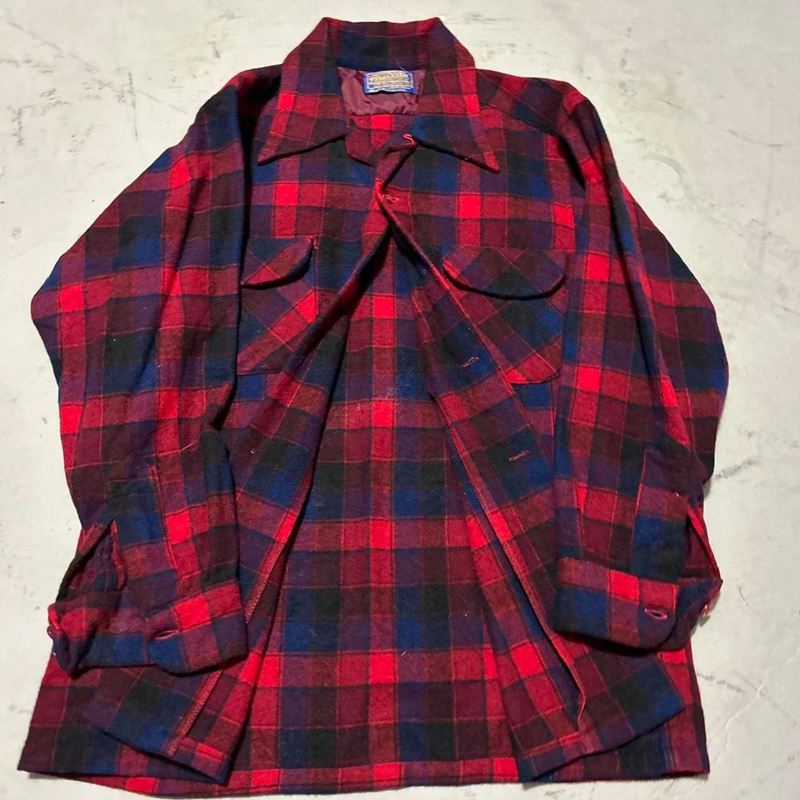 Pendleton **70s Pendleton MacPherson Red Navy Plaid Board Shirt** Size US M / EU 48-50 / 2 - 2 Thumbnail