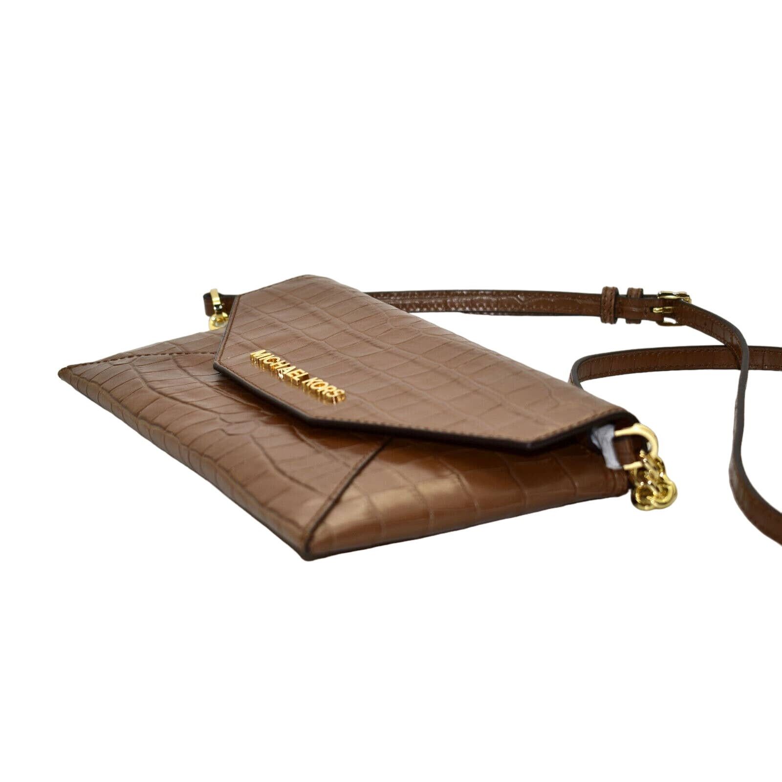 Michael Kors NWT MICHAEL KORS Brown Croc Embossed Leather Clutch Bag $348 Size ONE SIZE - 3 Thumbnail