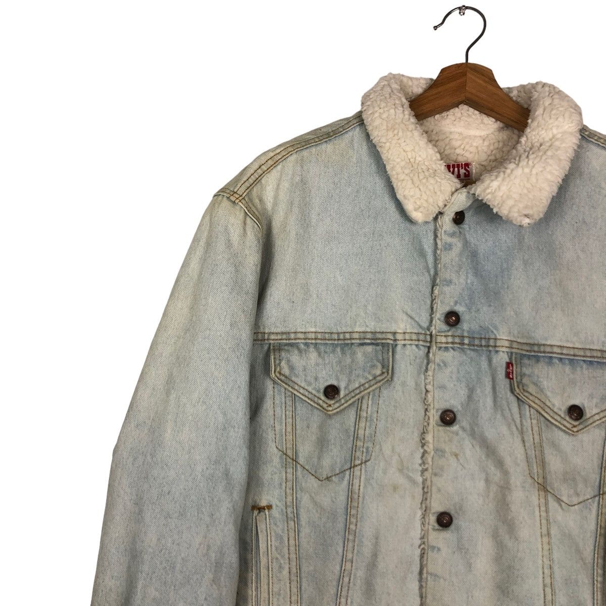Levi's 🔥VINTAGE DENIM BIKER JACKET LEVI’S USA SHEARLING MINK FUR Size US M / EU 48-50 / 2 - 5 Thumbnail