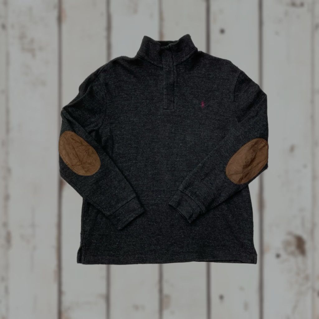 Polo Ralph Lauren Polo Ralph Lauren Sweater Pullover 1/4 Zip Grey Cotton Leather Elbow Patch Sz L Mens Size US L / EU 52-54 / 3 - 1 Thumbnail