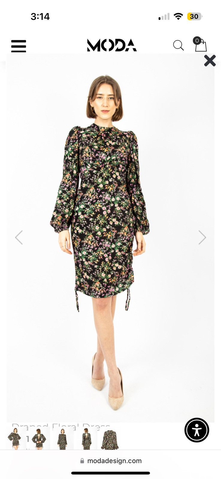 Other COSEL Draped Palm tree Dress high end 8 balloon sleeve VEUC Size M / US 6-8 / IT 42-44 - 6 Thumbnail