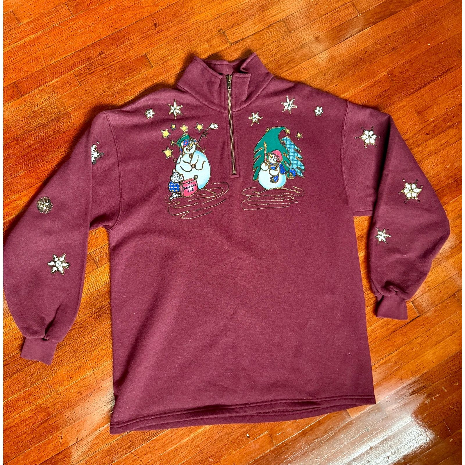 Lee Vintage Red Christmas Snowman Winter Zipper Sweatshirt Large Size L / US 10 / IT 46 - 1 Thumbnail