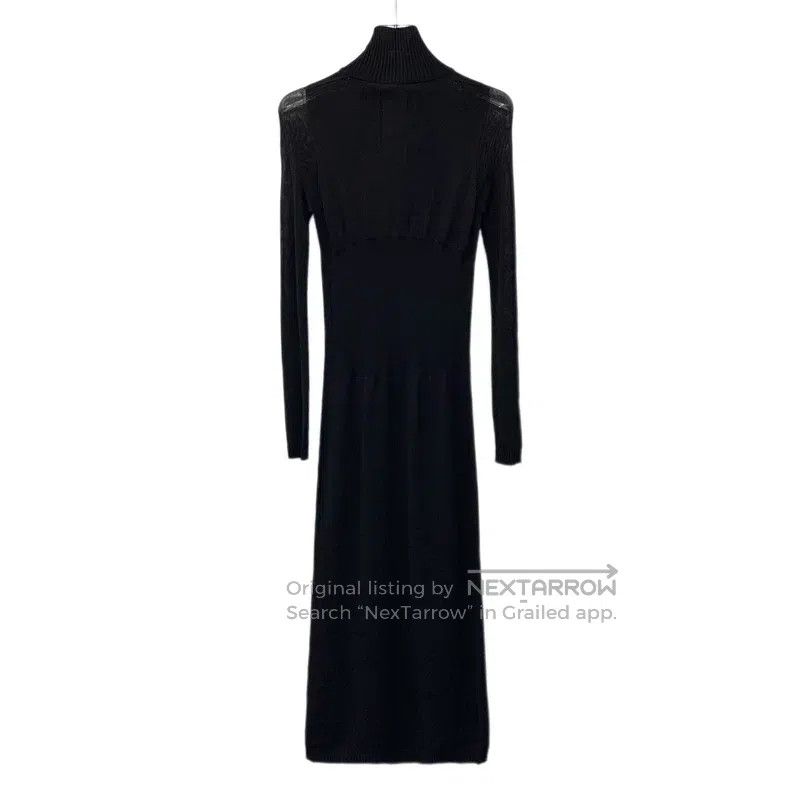 Max Mara Max Mara Black High-Neck Long-Sleeve Knit Dress Size XS / US 0-2 / IT 36-38 - 2 Thumbnail