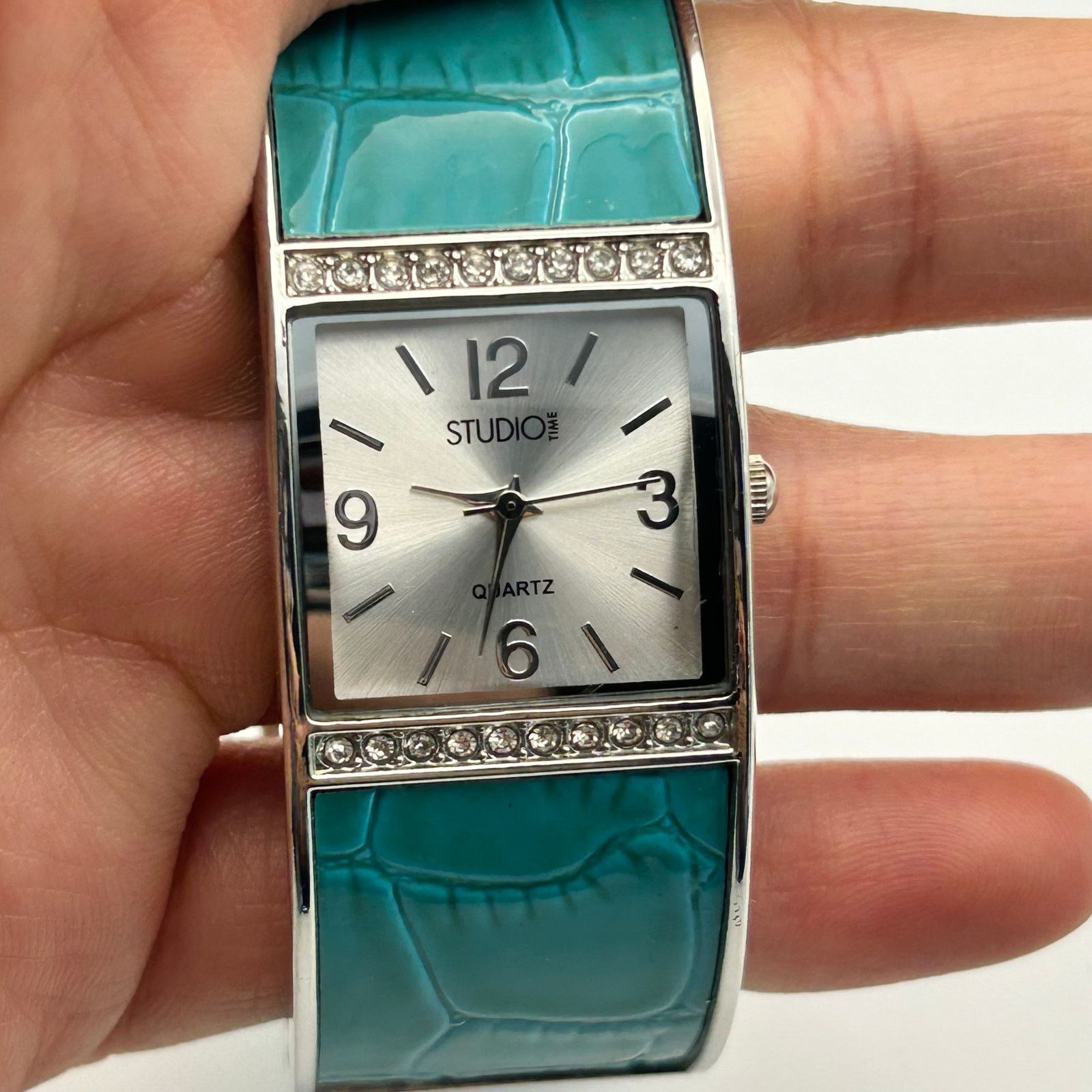 Other Studio Time Teal Silver Stainless Steel Womens Bangle Watch Size ONE SIZE - 7 Thumbnail