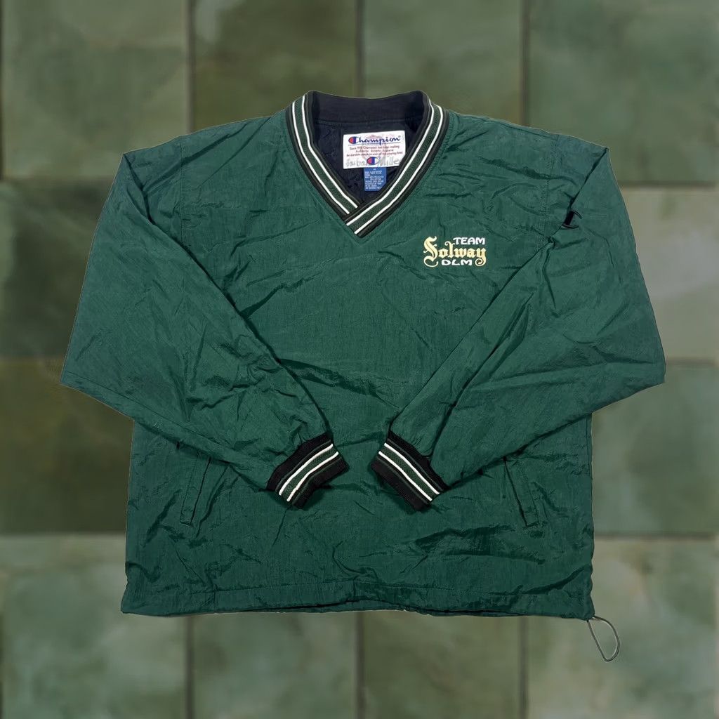 Champion Champion V-Neck Windbreaker Jacket Mens M Green Pullover Solway Embroidered Size US M / EU 48-50 / 2 - 1 Thumbnail