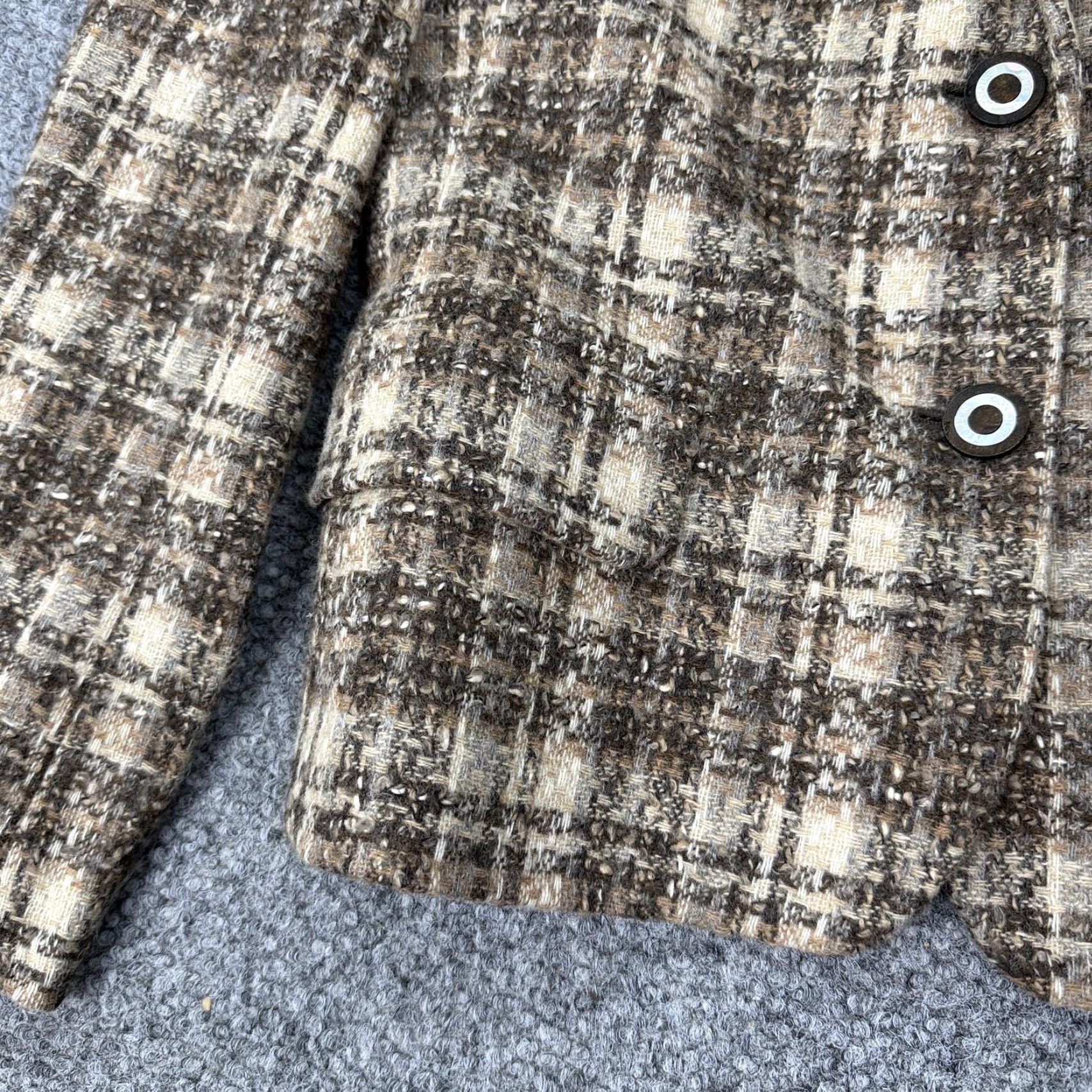 Jones New York VINTAGE Jones New York Blazer Womens 8 Brown Plaid Tweed Two Button Business Workwear Size M / US 6-8 / IT 42-44 - 5 Thumbnail