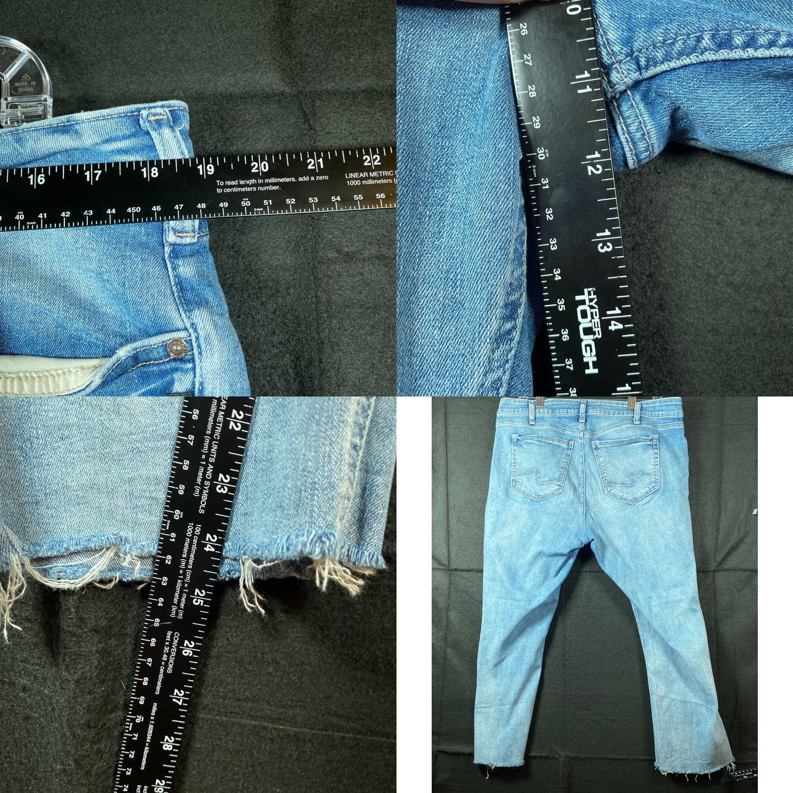 Silver Jeans Co. Silver Jeans Co. Elyse Straight Crop Distress Jeans Women's Blue Stretch 36x29 Regular Mid Rise 5-Pocket Denim Size 25" / US 0 / IT 36 - 8 Thumbnail