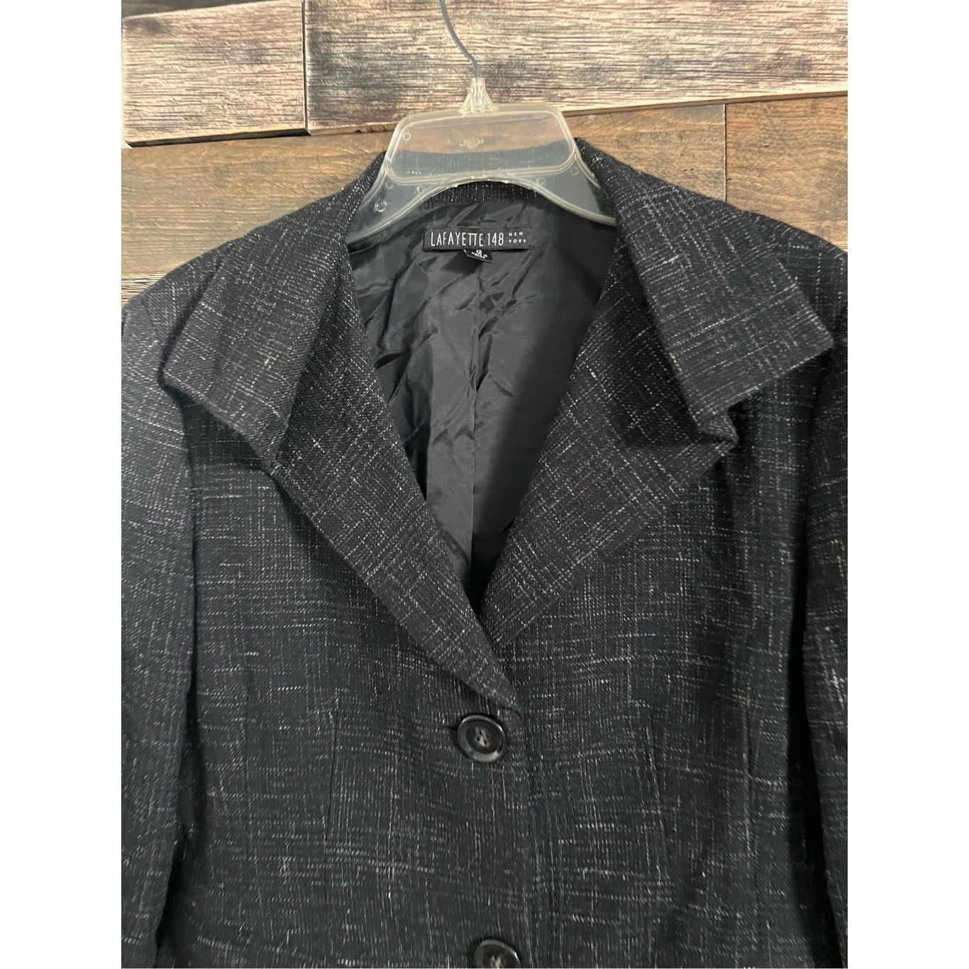 Lafayette 148 Lafayette 148 Black Tweed Folded Collar Alpaca Wool Blend Bl Size XL / US 12-14 / IT 48-50 - 3 Thumbnail