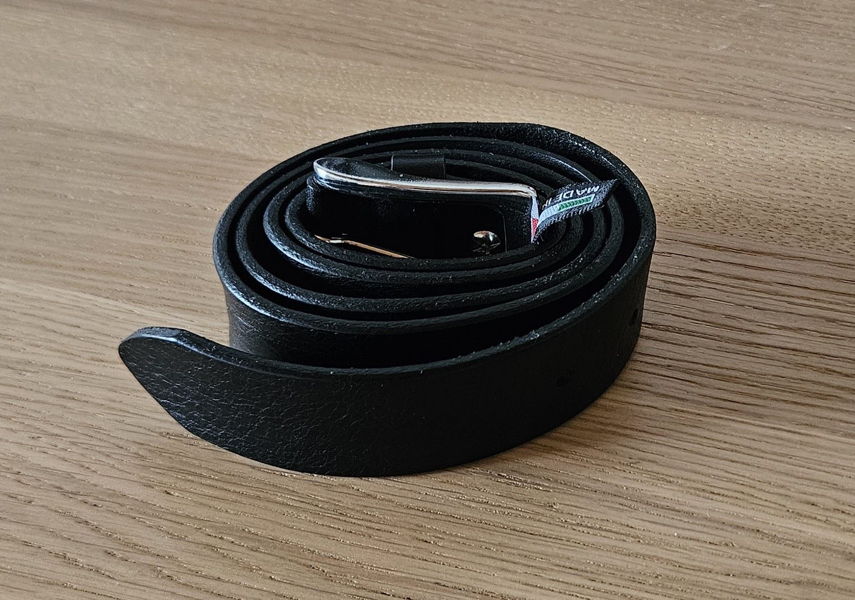 Vintage ITALIAN BLACK LEATHER BELT Size 38 - 1 Thumbnail
