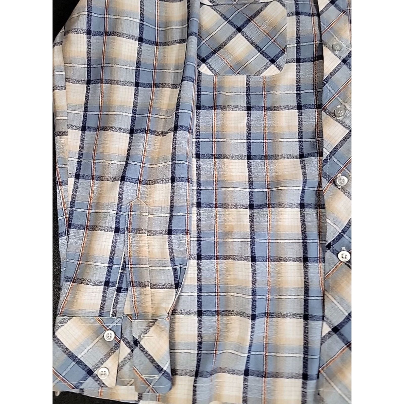 Vintage VINTAGE Kennington Shirt Button Front Long Sleeve Mens Blue/Brown Plaid Large 70s Size US L / EU 52-54 / 3 - 3 Thumbnail