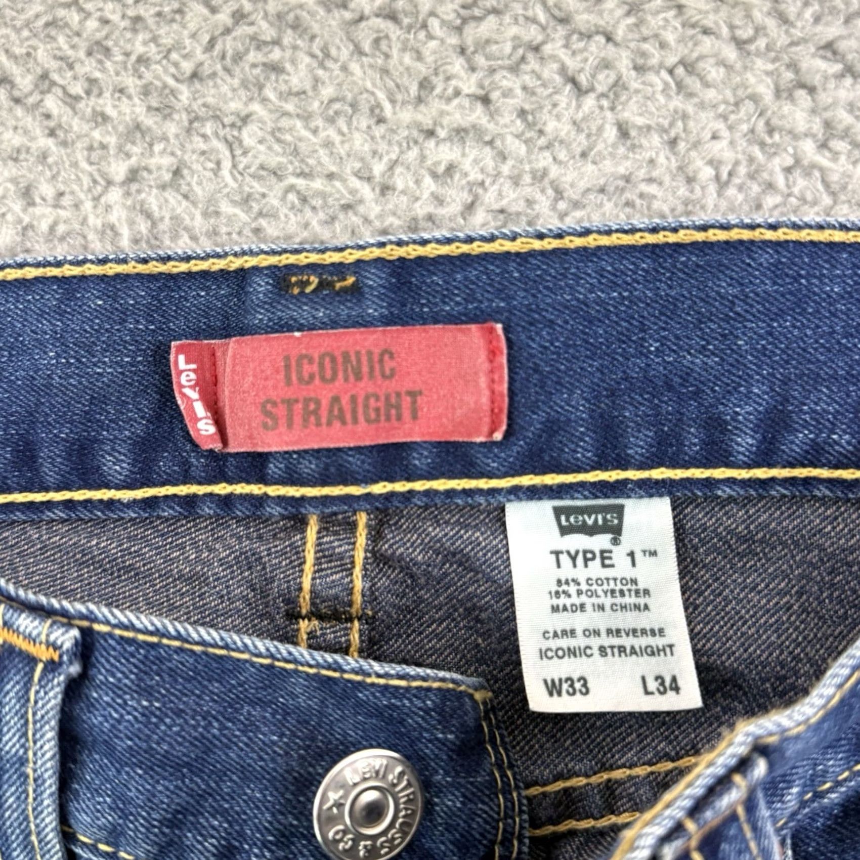 Levi's VINTAGE Levi's Jeans Iconic Straight Denim Button Fly 33x34 Mens Blue 5-Pocket Y2K Regular Pants Size US 33 - 5 Thumbnail