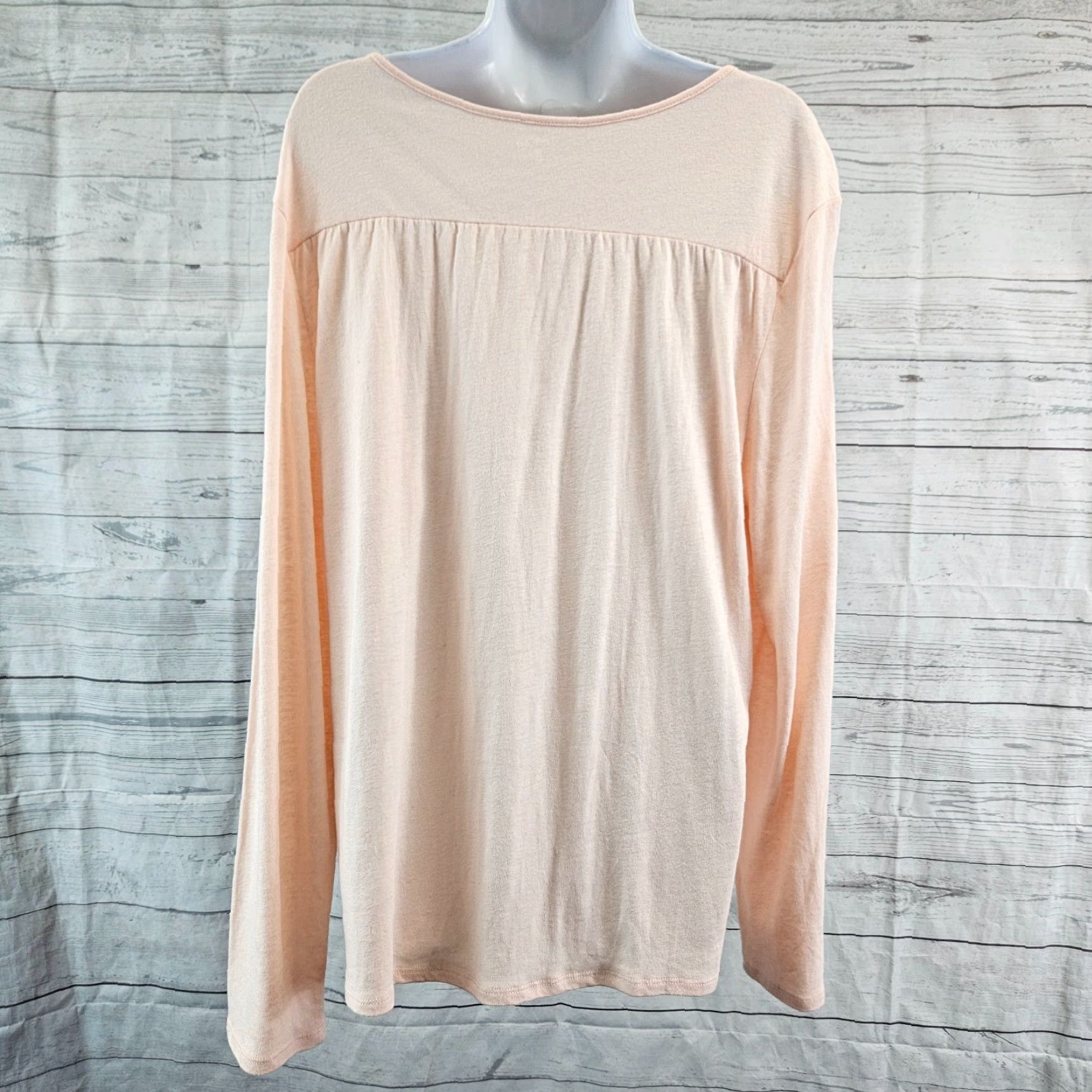 Vintage Garnet Hill Womens Top XL Peach Long Sleeve Linen Blend Blouse Shirt Womens XL Peach Linen Blend Size XL / US 12-14 / IT 48-50 - 4 Thumbnail