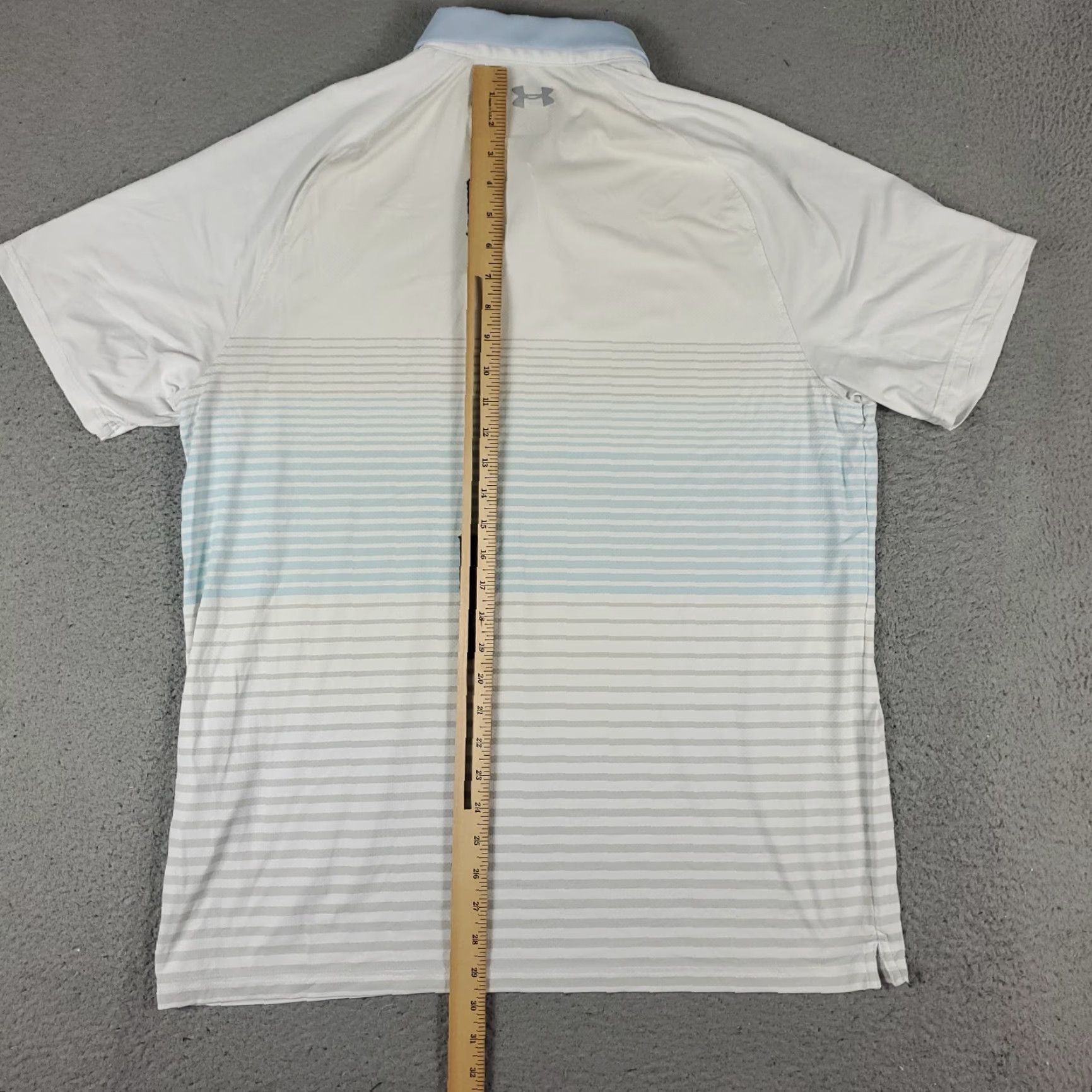 Under Armour Under Armour Polo Shirt Mens XL Striped Golf Casual Short Sleeve Off-White Blue Gray Logo Shirt Mens XL Polo Size US XL / EU 56 / 4 - 6 Thumbnail