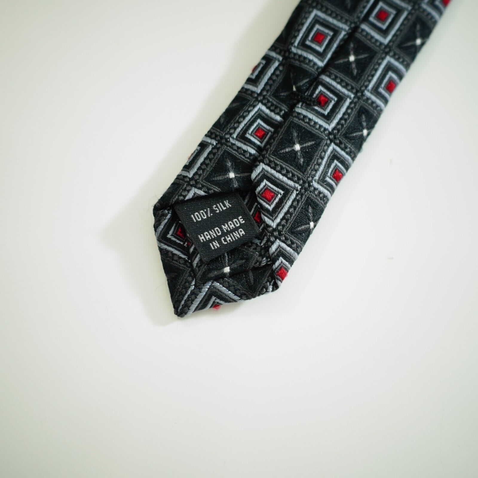Jos. A. Bank Jos A Bank Signature Gray Red Geometric Woven Silk Tie Size ONE SIZE - 4 Thumbnail
