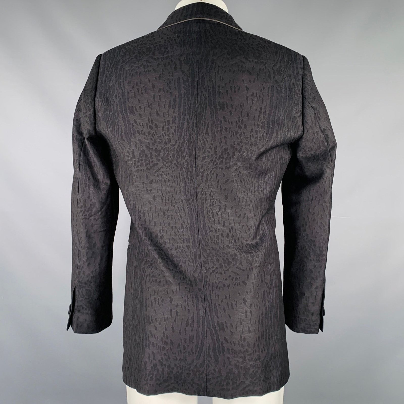 Roberto Cavalli Size 38 Black Animal Print Virgin Wool Sport Coat Size 38R - 4 Thumbnail