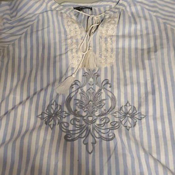Designer Andree Embroidered Throughout Tasseled Vneck Long Sleeve Sz. Size XL / US 12-14 / IT 48-50 - 4 Thumbnail