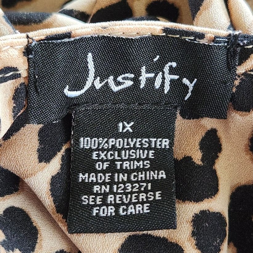 Other Justify Plus Size 1X Blouse Animal Print Short Sleeve Size XL / US 12-14 / IT 48-50 - 2 Thumbnail