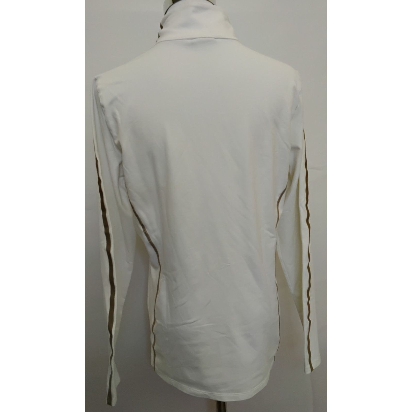 Bogner Bogner 1/4 Zip Base Layer Women's L White w/ Gold Stripe Size L / US 10 / IT 46 - 3 Thumbnail
