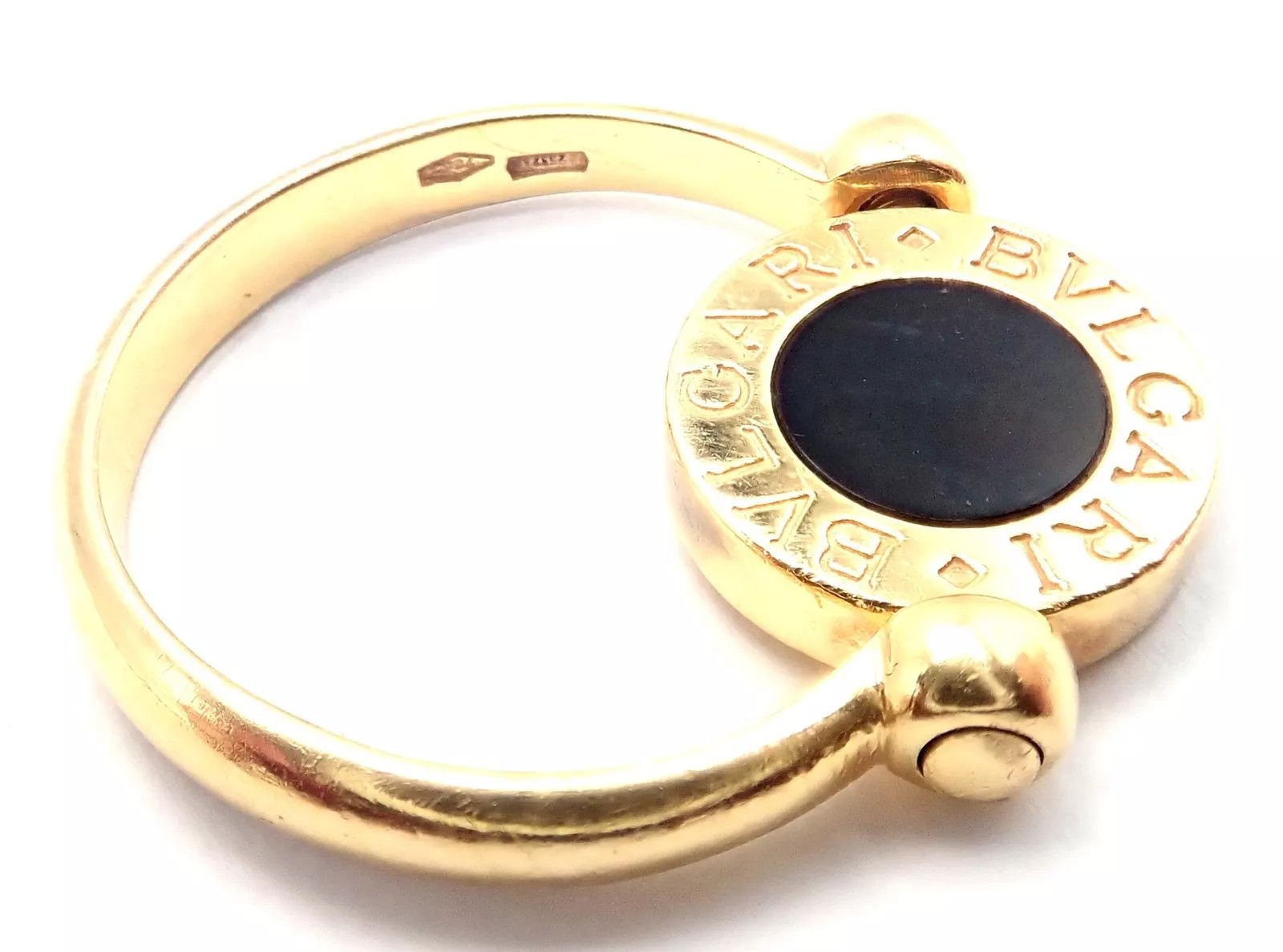 Bvlgari 18k Yellow Gold Coral Black Onyx Flip Ring Size ONE SIZE - 4 Thumbnail
