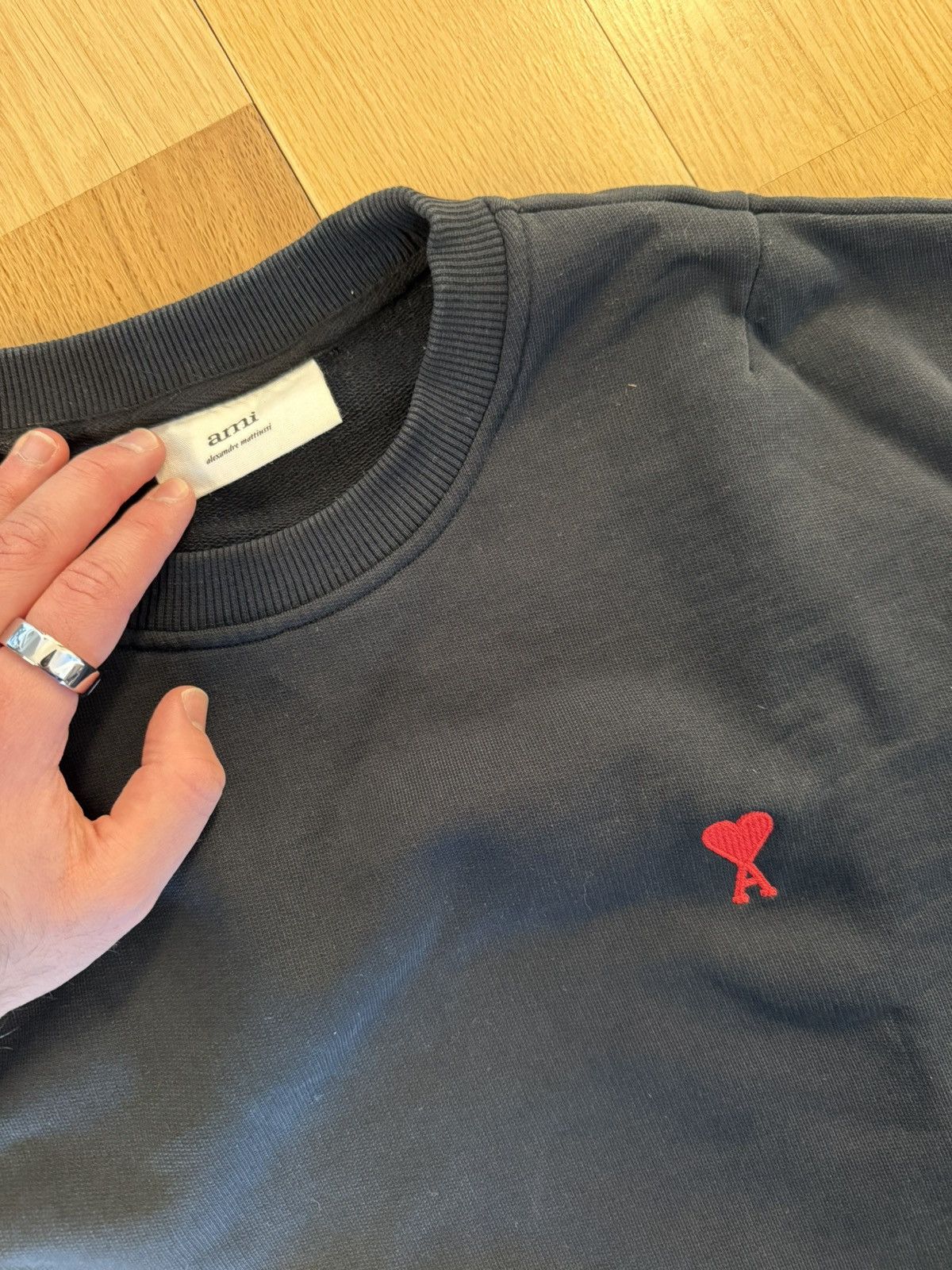 AMI Ami Paris Coeur Logo-Embroidered Sweatshirt Size US M / EU 48-50 / 2 - 2 Thumbnail