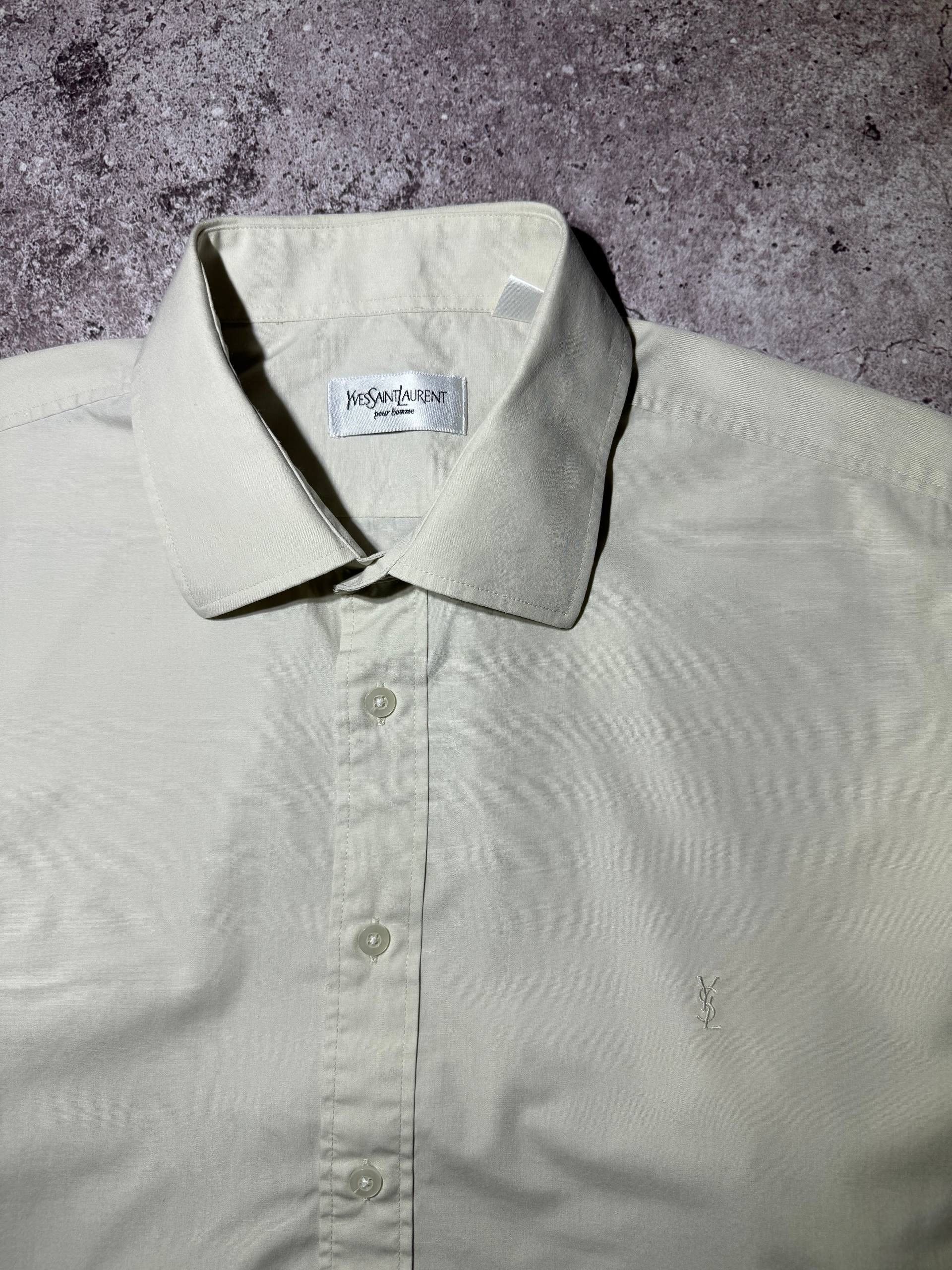 Yves Saint Laurent Yves Saint Laurent Vintage Luxury Beige Shirt Button Up Size US L / EU 52-54 / 3 - 3 Thumbnail