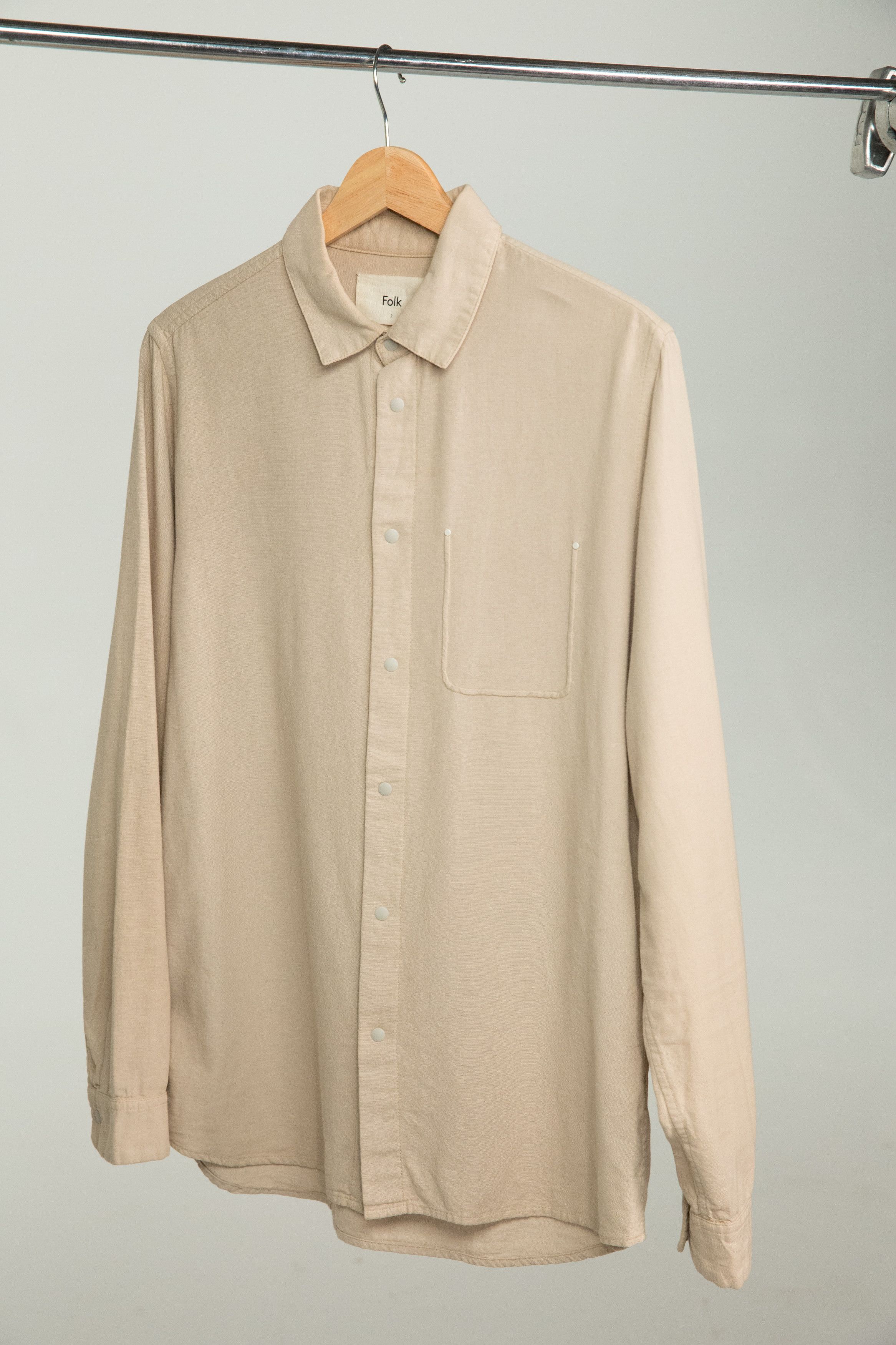 Folk Folk Flannel Pop Stud Shirt in Sand Size US S / EU 44-46 / 1 - 2 Thumbnail