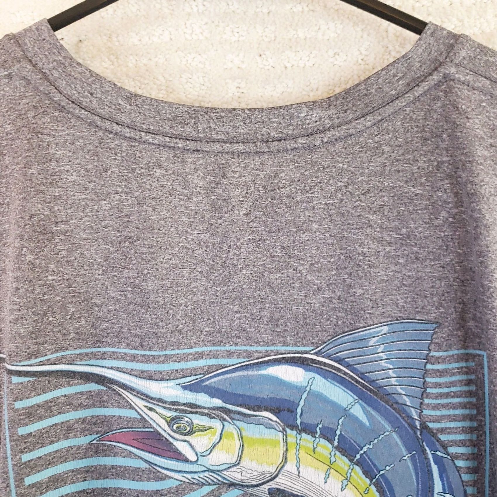 Vintage Ocean Coast Mens Long Sleeve T-Shirt Sun Block UPF 50 Gray 2XL Raglan Crew Neck Solid Casual Fishing Outdoor Sports Nationwide Size US XXL / EU 58 / 5 - 4 Thumbnail