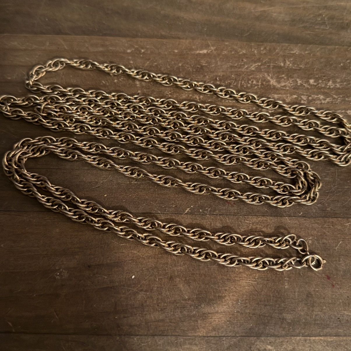 Vintage Vintage long gold tone chunky rope chain necklace Size ONE SIZE - 3 Thumbnail
