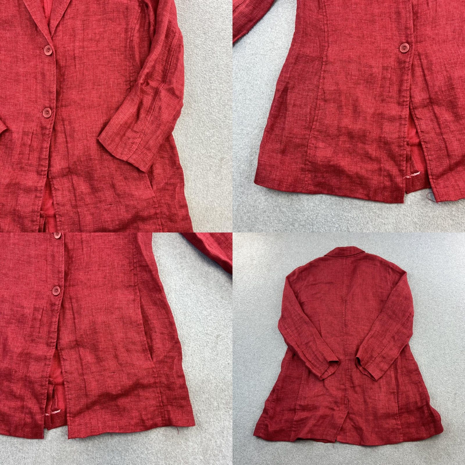 Eileen Fisher VINTAGE Eileen Fisher Blazer Jacket Womens XS Red Longline Two Button Notch Lapel Size XS / US 0-2 / IT 36-38 - 8 Thumbnail