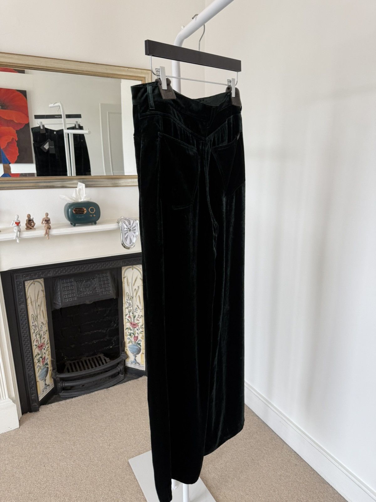 Saint Laurent Paris FW22' Saint Laurent Wide Leg Velvet Pants Green Size US 33 - 8 Thumbnail