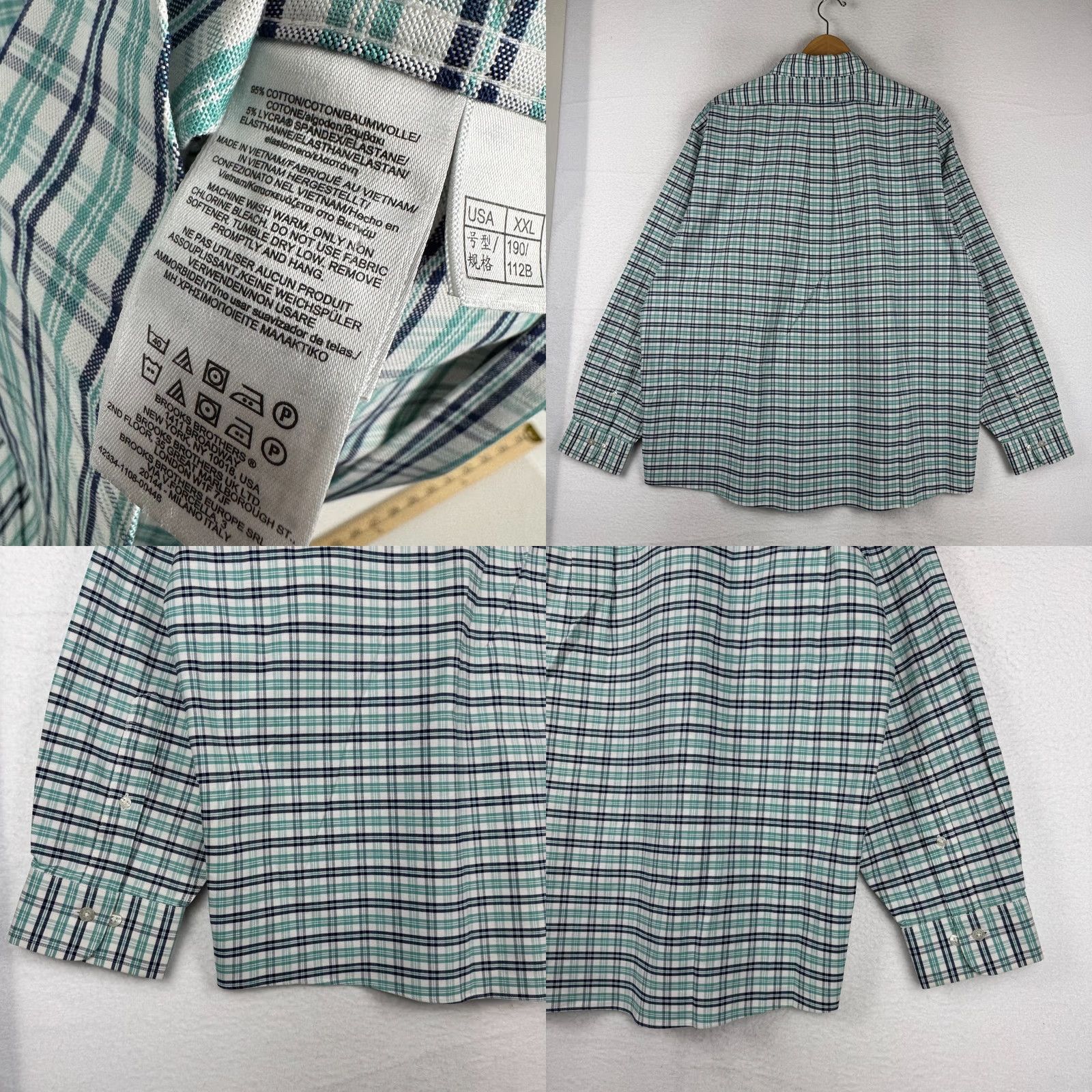Brooks Brothers Brooks Brothers Mens XXL Regent Fit Green White Plaid Button-Down Shirt Size US XXL / EU 58 / 5 - 8 Thumbnail