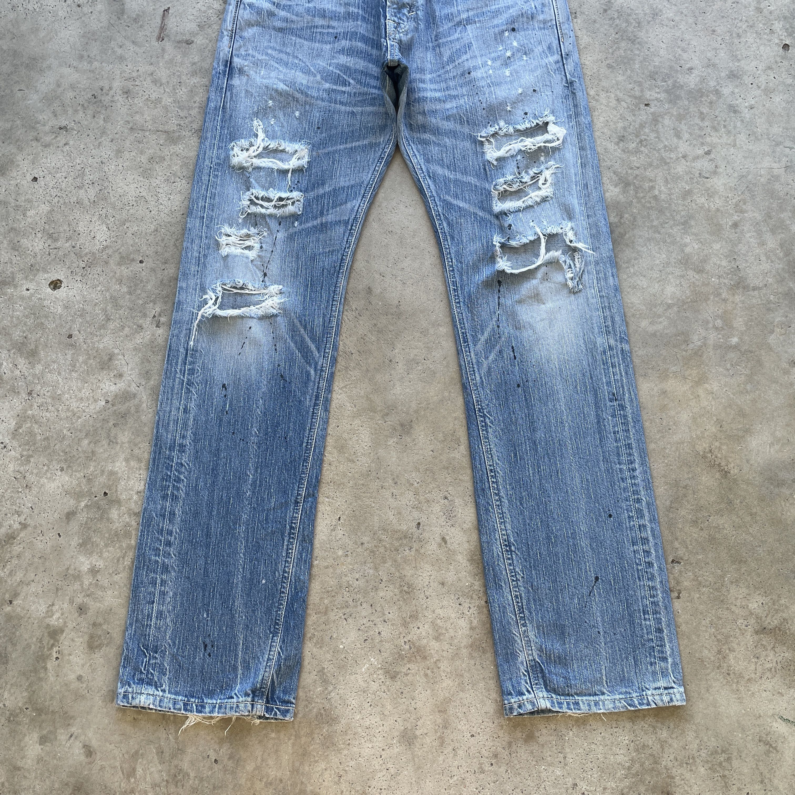 Edwin × Japanese Brand VINTAGE EDWIN 503 DISTRESSED FADED RIPPED JEANS PANTS DENIM Size US 31 - 4 Thumbnail