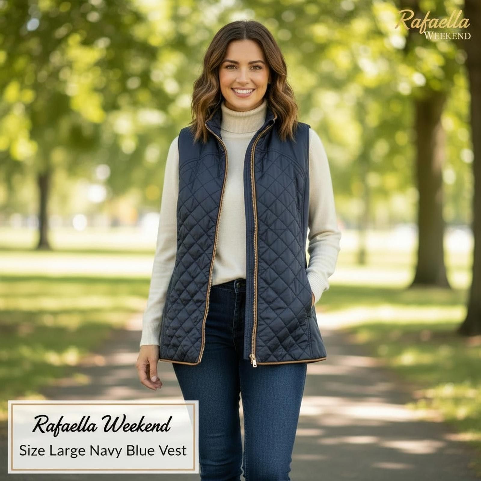 Other Rafaella Weekend Navy Blue Quilted Vest Size Large Size L / US 10 / IT 46 - 2 Thumbnail
