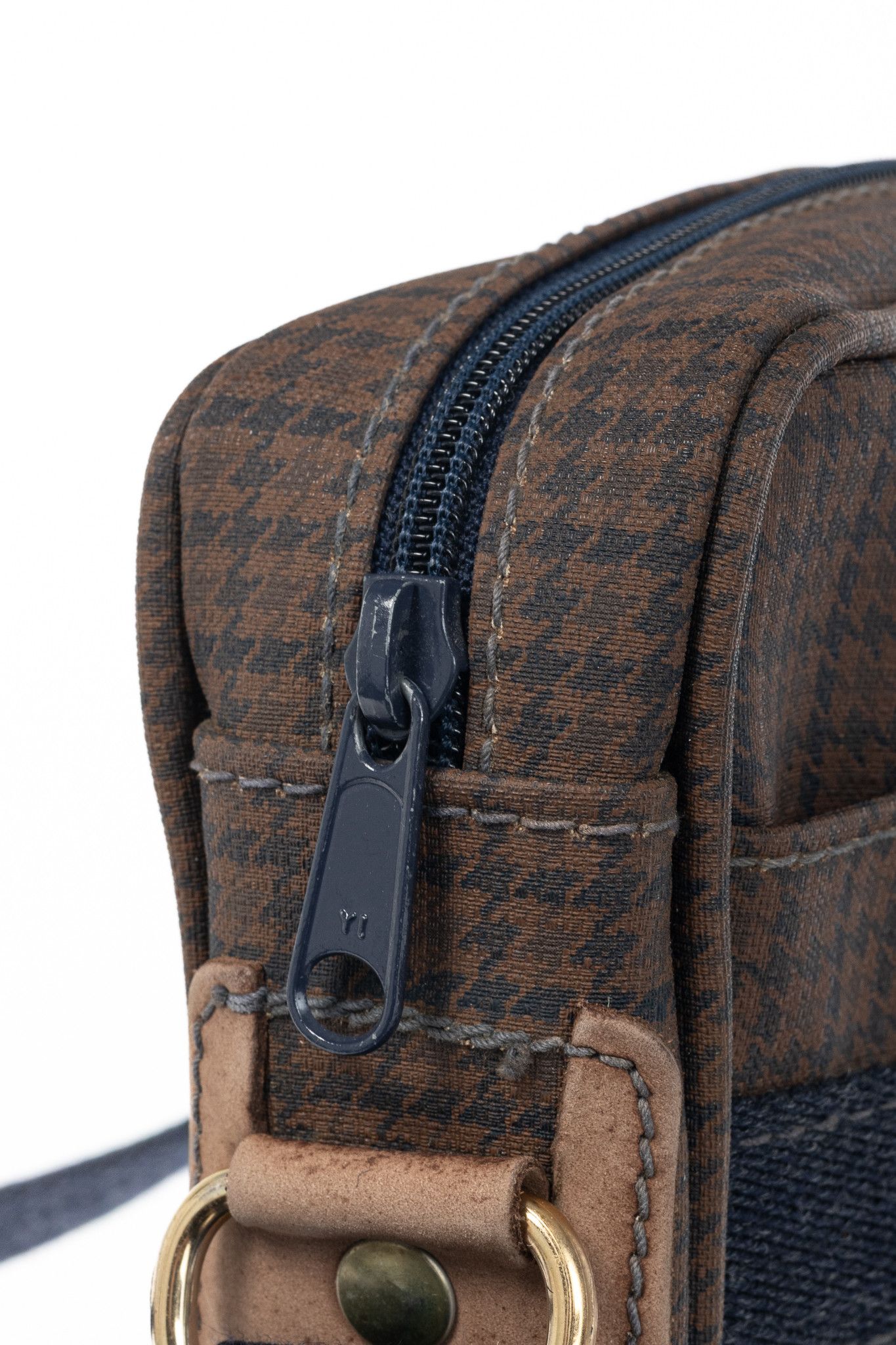 Loewe Loewe Brown Houndstooth-Canvas Leather-Trim Shoulder Bag Size ONE SIZE - 10 Thumbnail