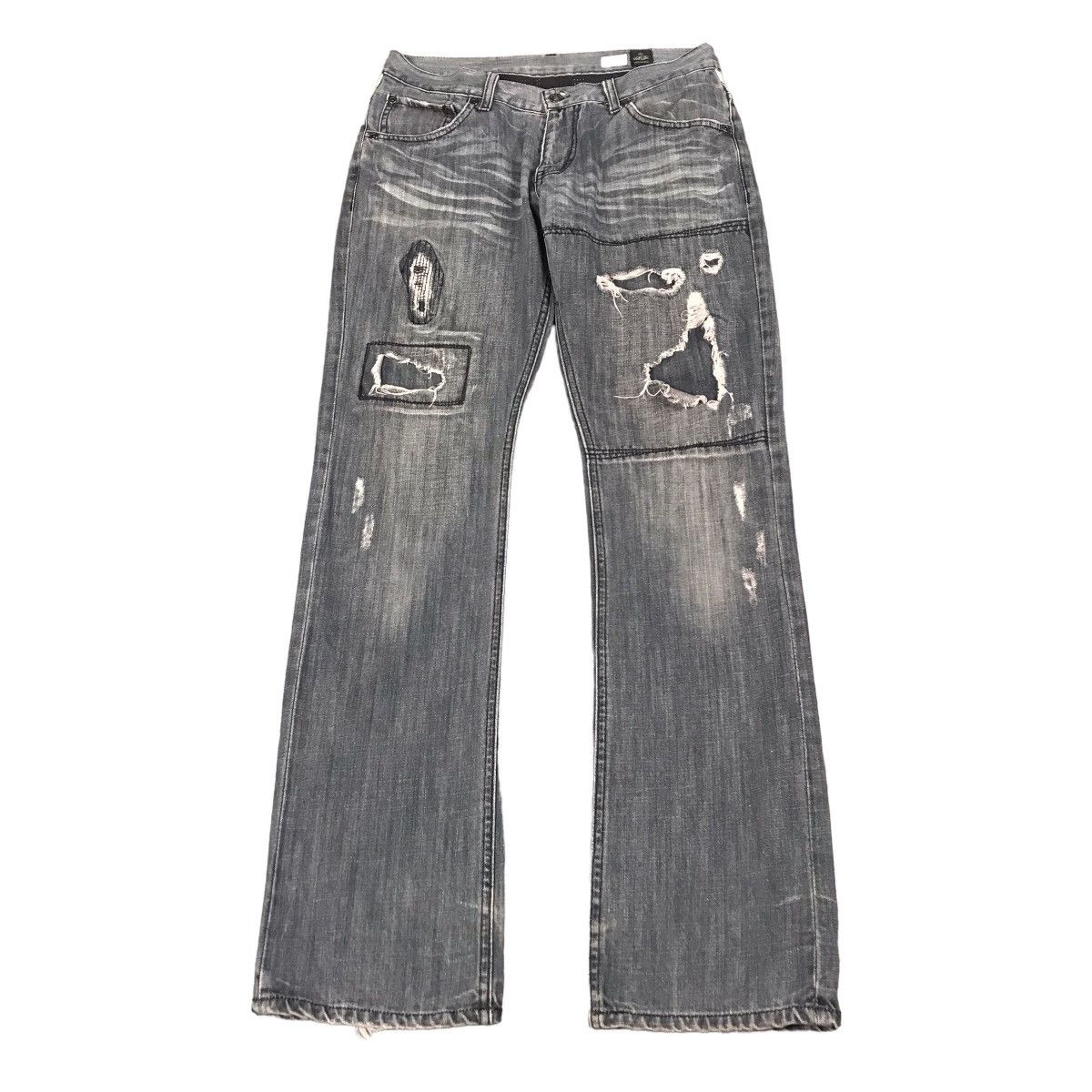 If Six Was Nine × Japanese Brand SEMANTICDESIGN RIPPED DISTRESSED BLACK FADED DENIM PANTS Size US 30 / EU 46 - 1 Thumbnail