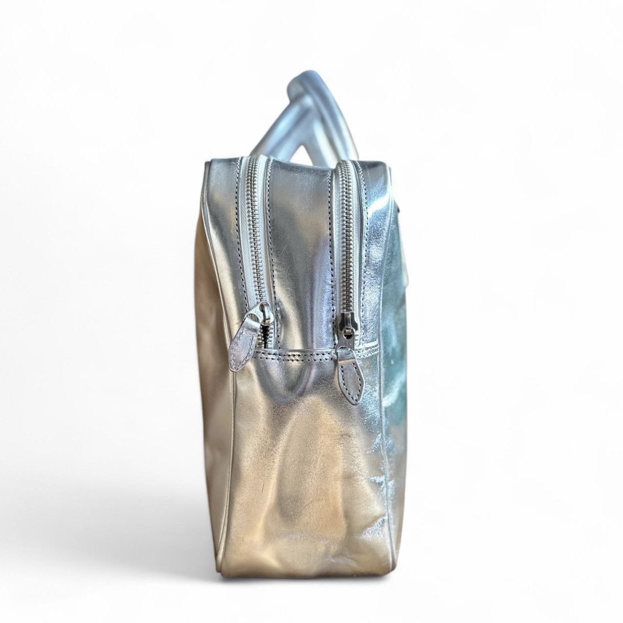 Comme des Garcons Comme des Garçons Aoyama Square Bag – Silver Cowhide Leather Size ONE SIZE - 5 Thumbnail