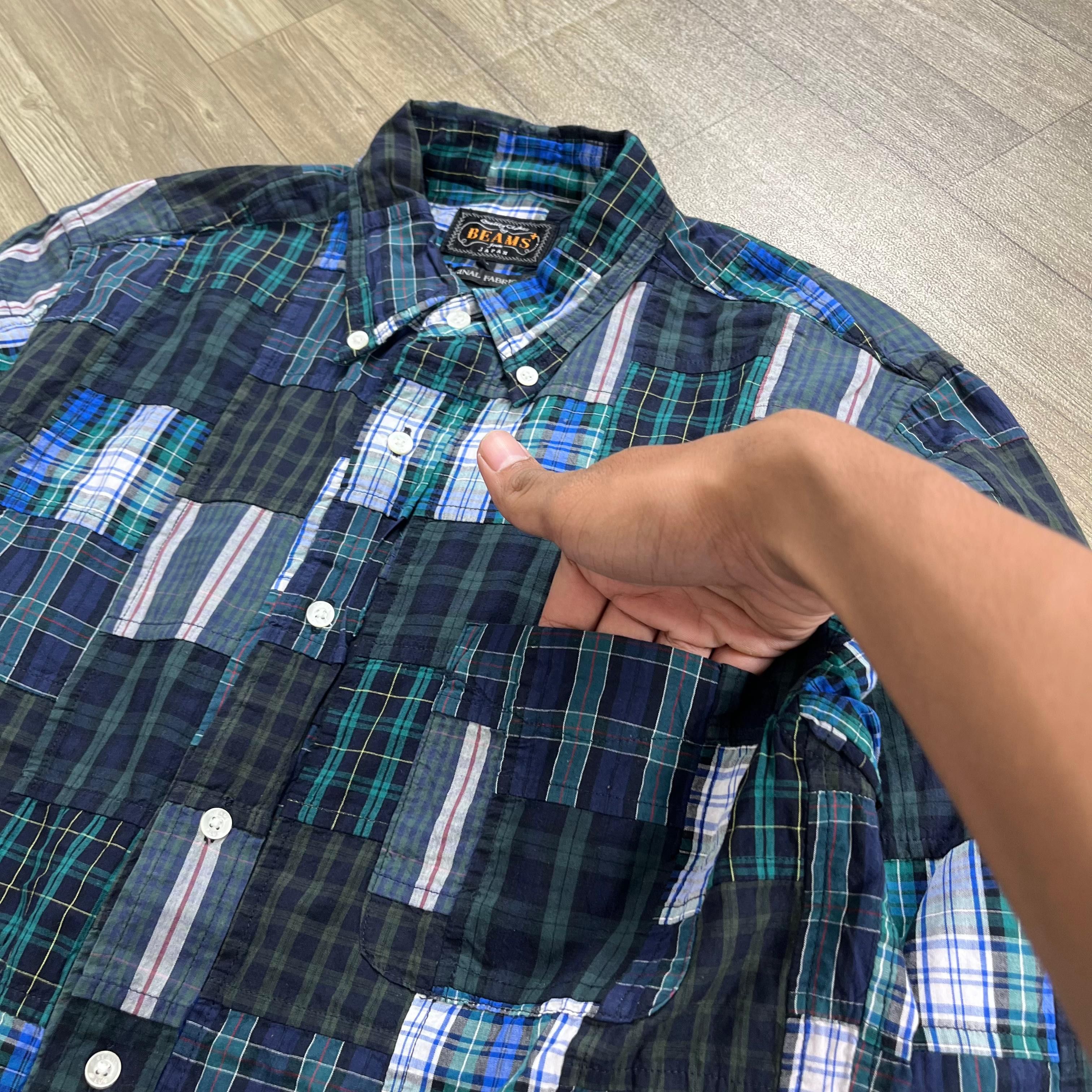 Beams Plus 00's Beams Plus Japanese Brand Patchwork Plaid Long Shirt Size US M / EU 48-50 / 2 - 4 Thumbnail