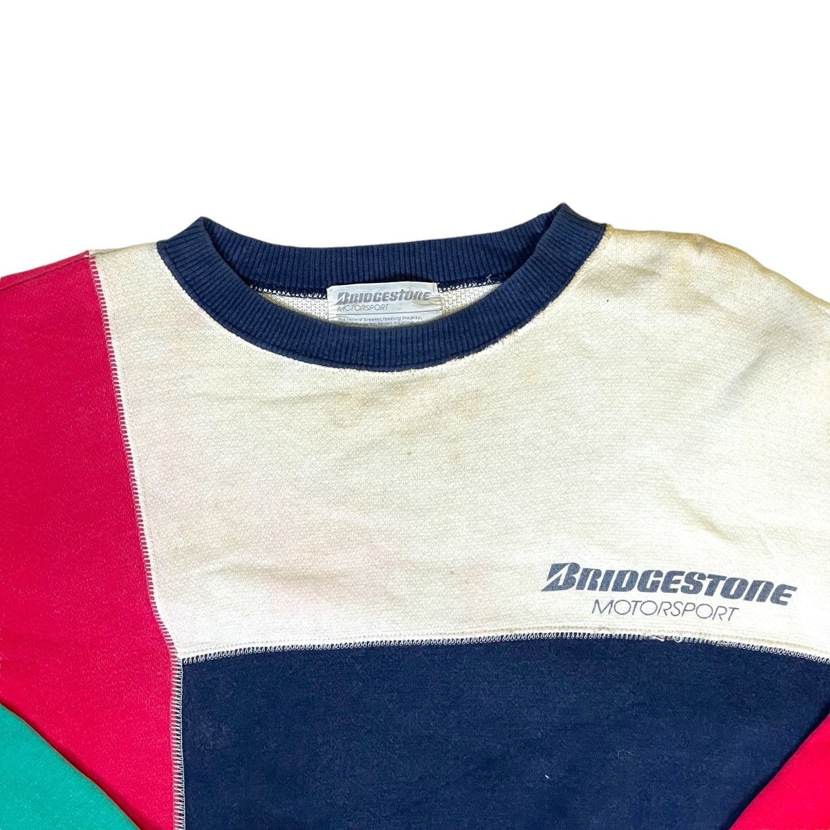 Vintage VTG Patchwork Multicolour Bridgestone Sweatshirt Size US L / EU 52-54 / 3 - 3 Thumbnail