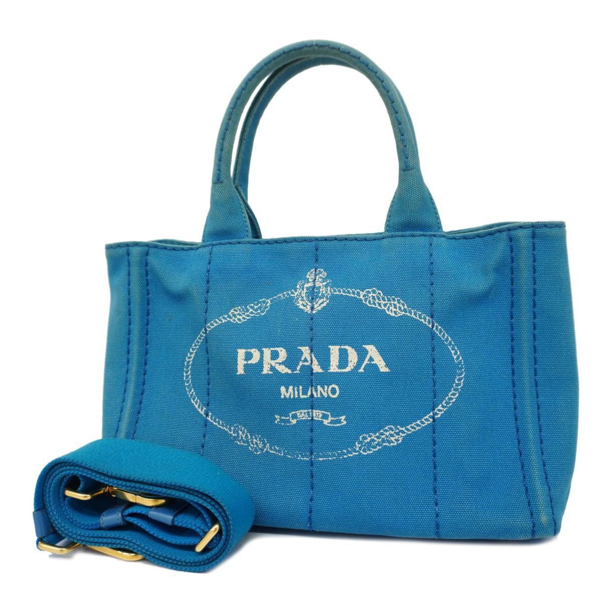 image of Prada Handbag Canapa Canvas Blue Ladies, Women's