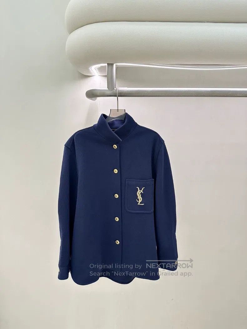 Saint Laurent Paris Saint Laurent Paris Navy Blue Gold Thread Shirt Size XS / US 0-2 / IT 36-38 - 2 Thumbnail